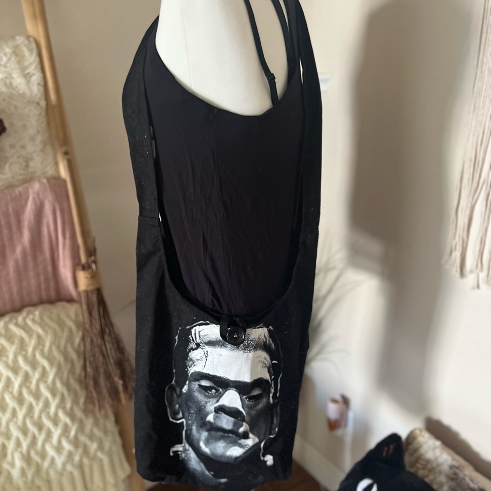 Black Graphic Frankenstein Cross Body Bag - Picture 2 of 5